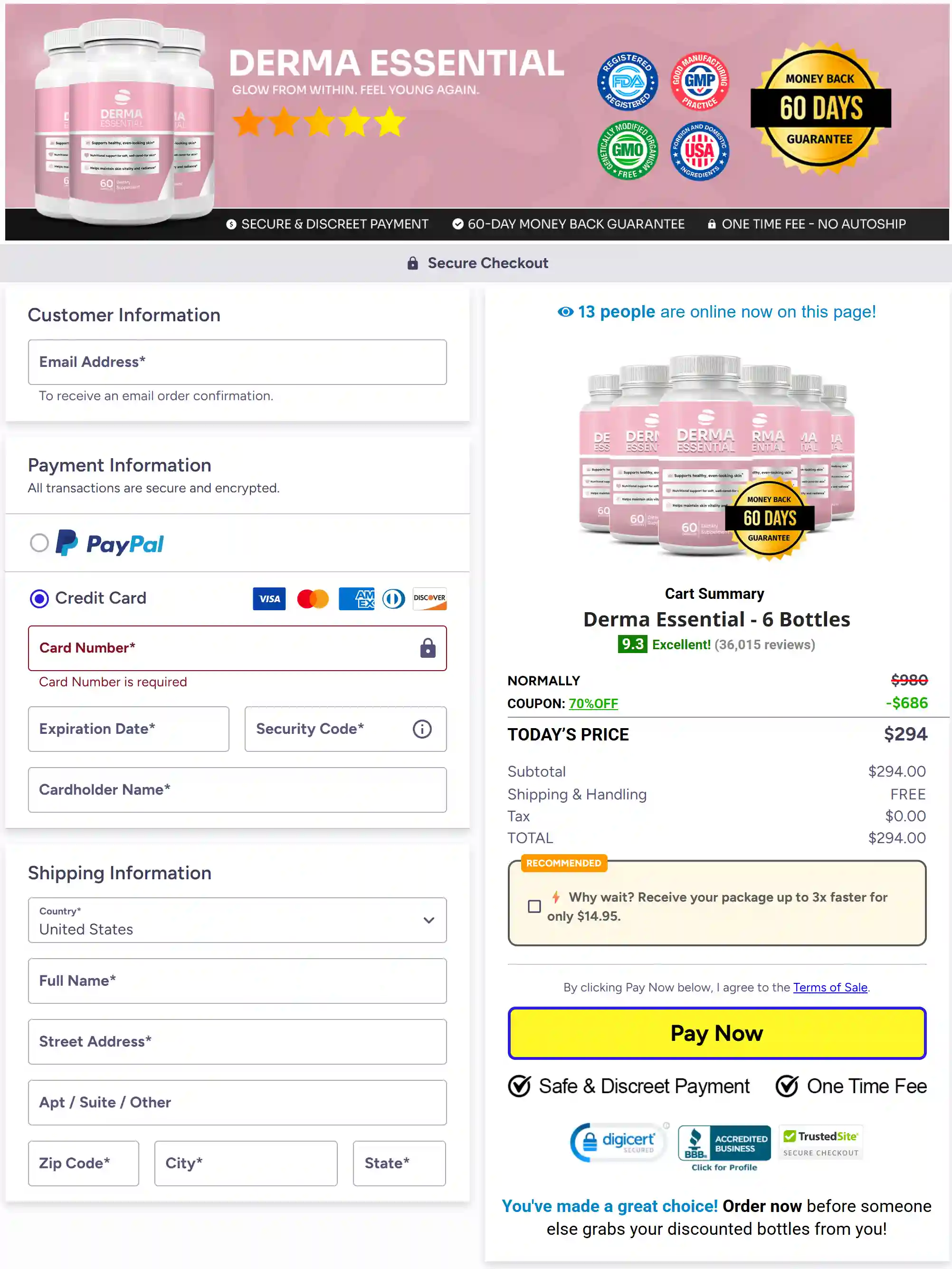 checkout page